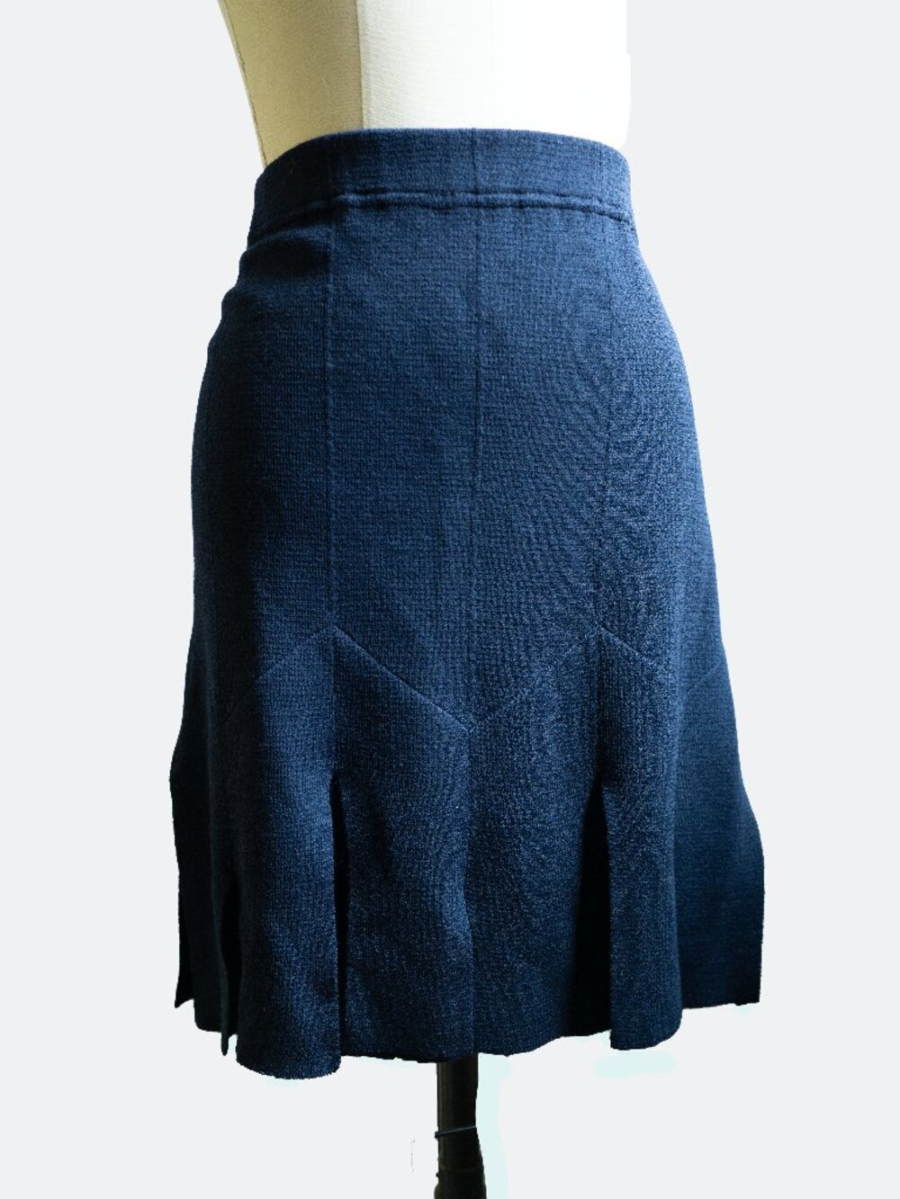 ST. JOHN 4 Santana Knit Navy Blue Pleated Skirt